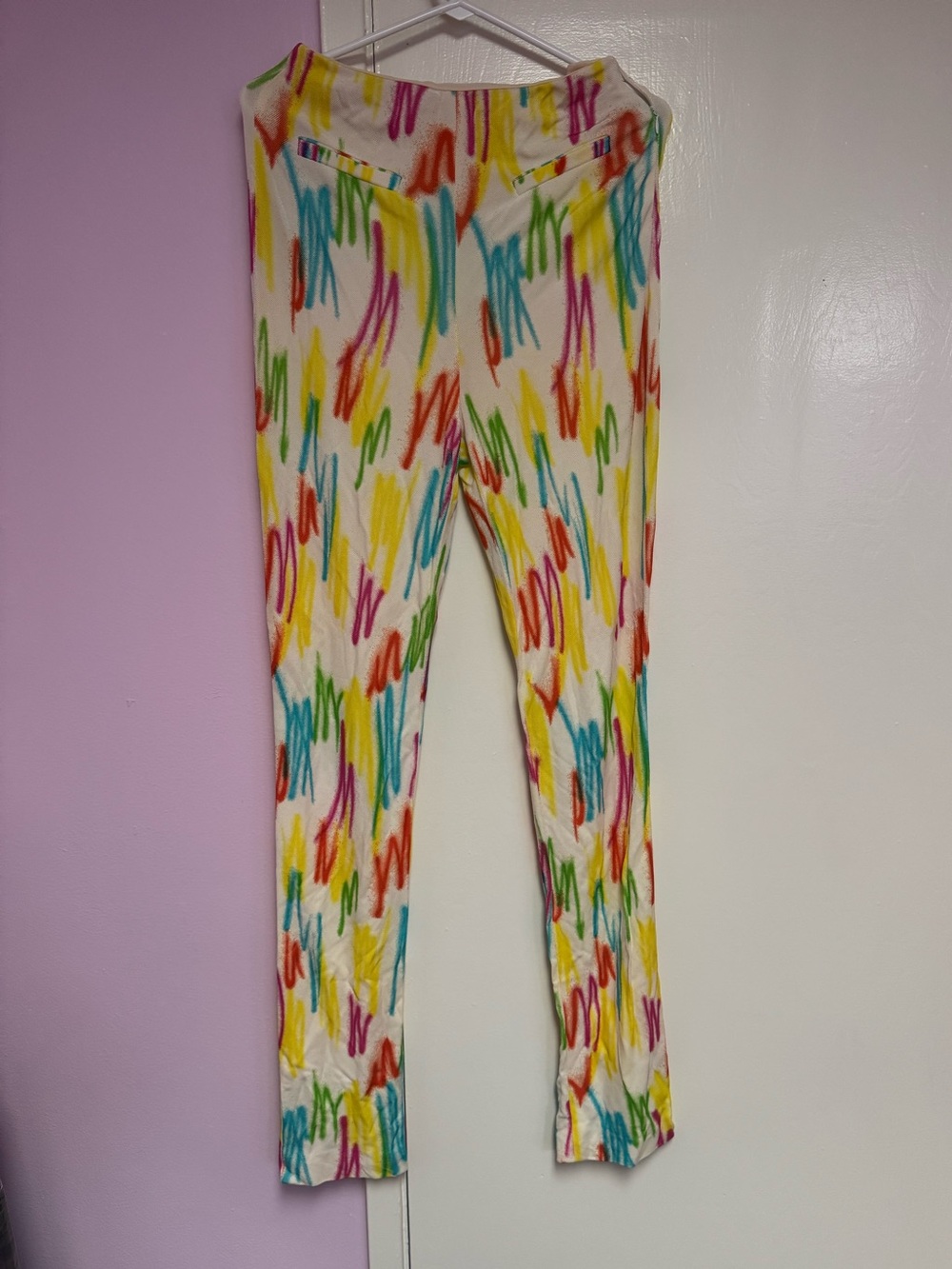 Gianni Versace Couture Runway Pants SS 1996 Abstract Colors line-print Archival